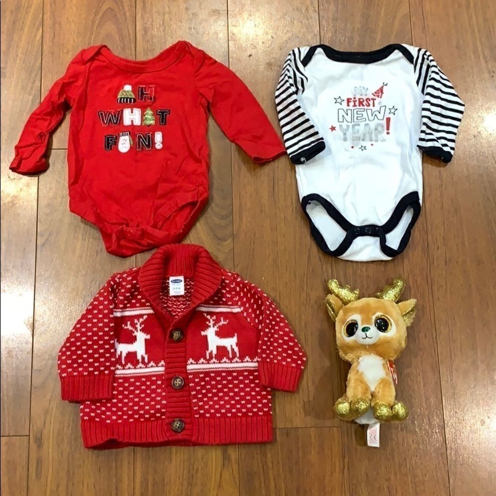 Winter Holiday 0-6 Months Bundle of 4.